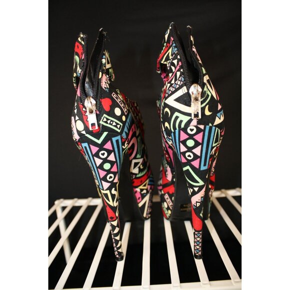 AMI CLUBWEAR PLATFORM STILETTOES HEELS BLACK MULTI-COLOR SIZE 7.5 - Picture 9 of 9